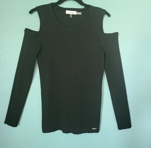 Calvin Klein Ribbed Black Cold Shoulder Sweater Small To Medium